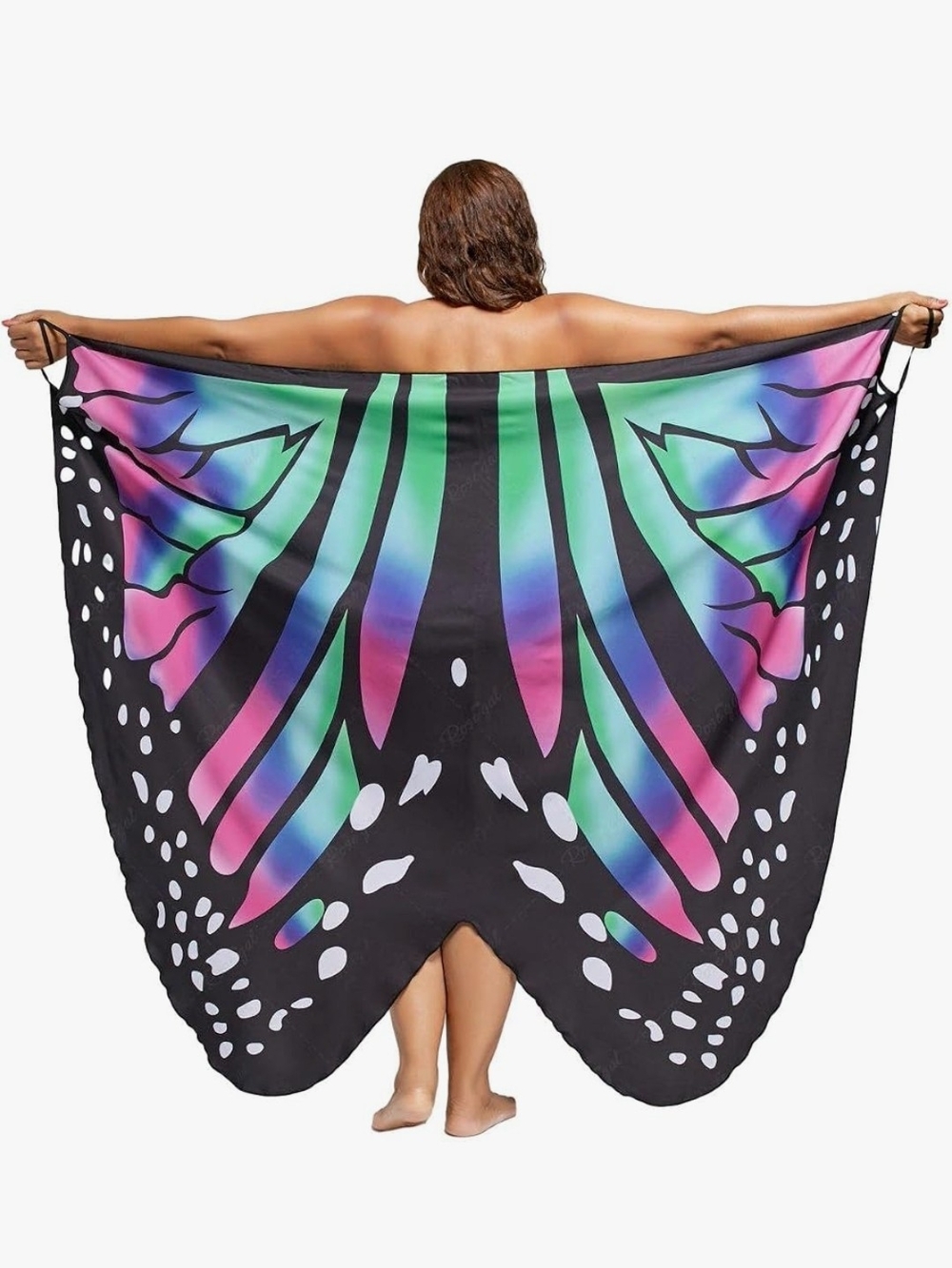 Butterfly Wing Black Swim Coverup with Multicolor Accent